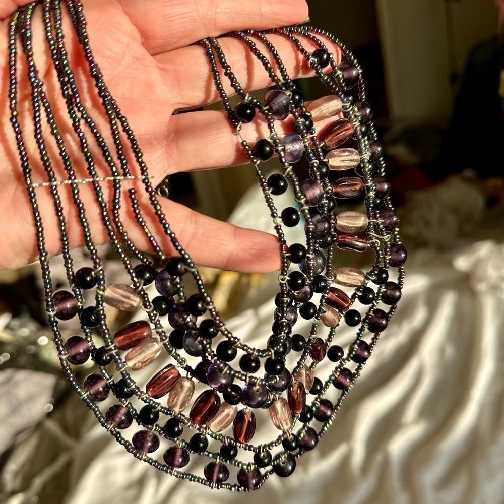 Natural Amathyst beaded collar style necklace beautiful one if a kind pi…